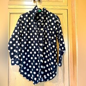 J. Crew Black and Cream Cotton Polka Dot Long Sleeve Button Down / small